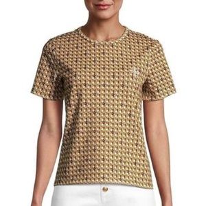 Tory Burch Gold Patterned Short Sleeve Tee